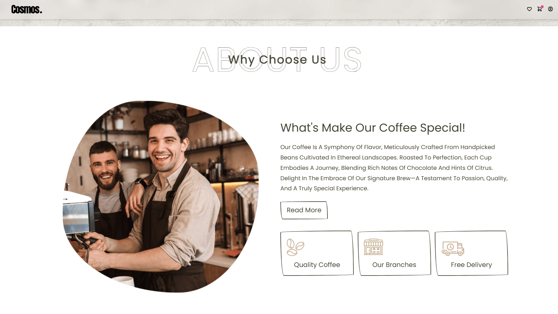 Cosmos Coffee menu and ordering interface