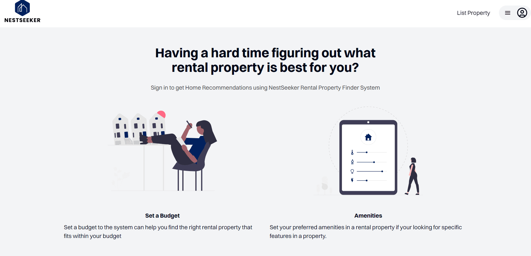 NestSeeker rental property recommendation interface