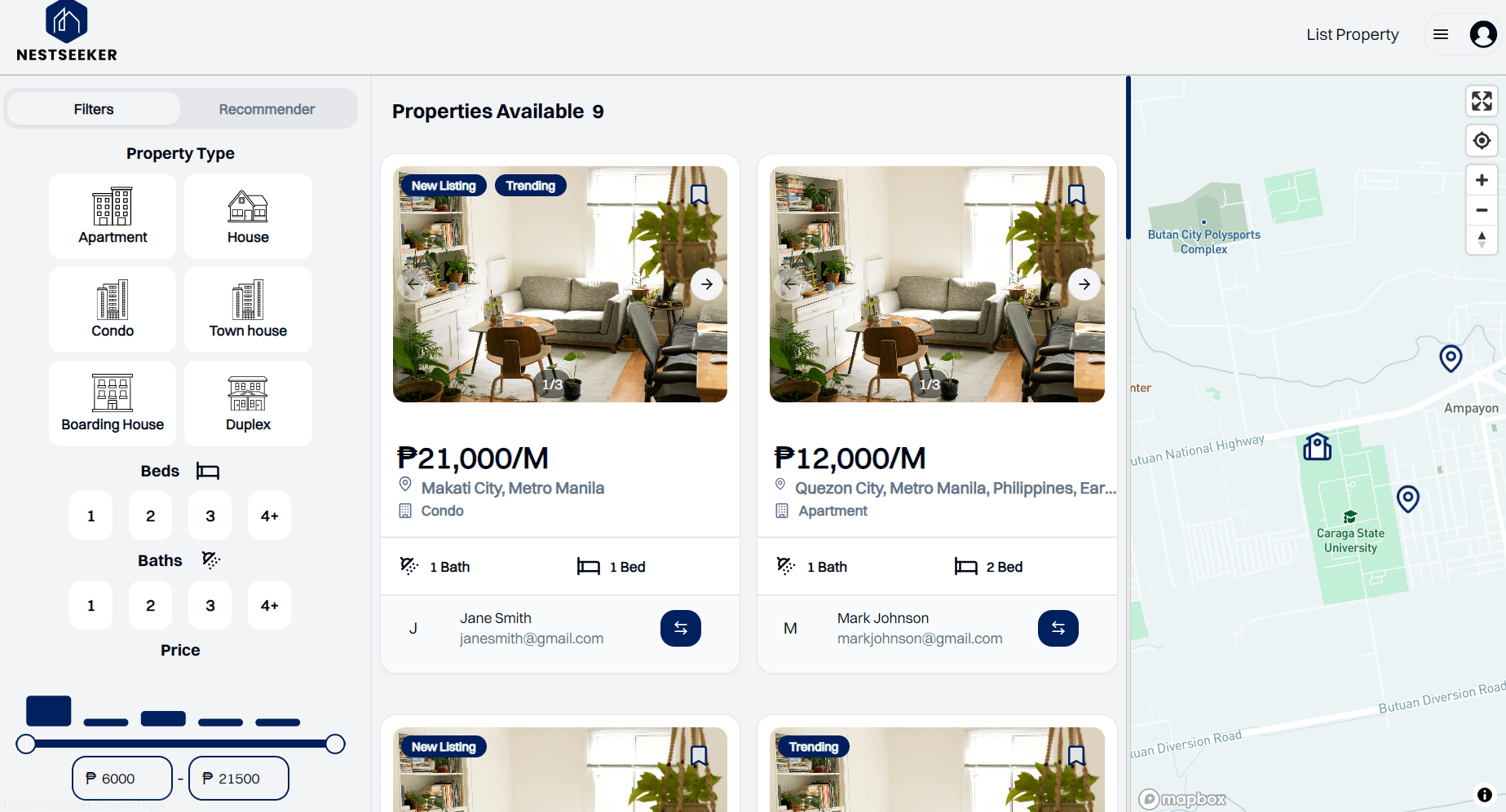 A detailed NestSeeker product interface